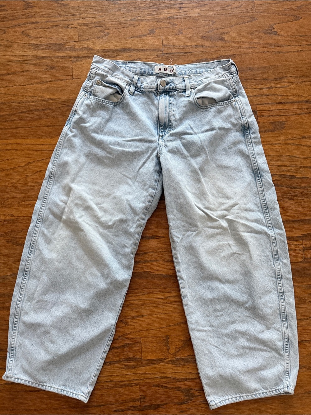 AMO Pale Blue Relaxed barrel  High-Rise Jeans